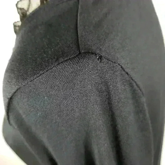 Talbots Black Top Gathered Scoop Ruffles Neckline - Picture 9 of 11